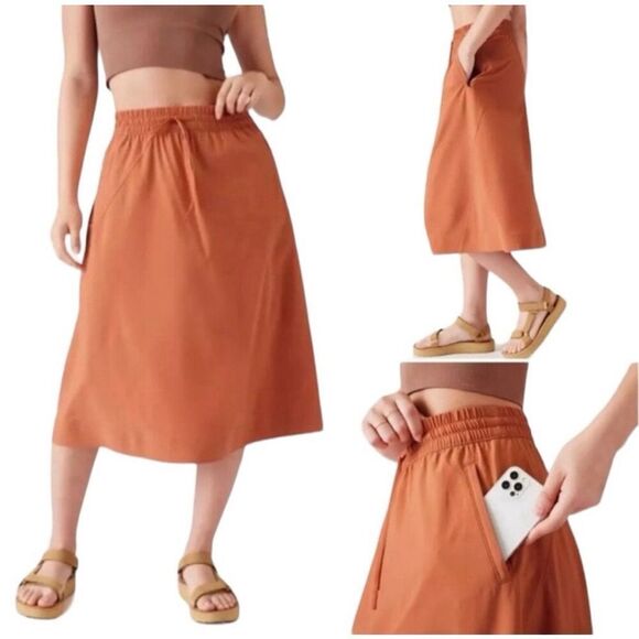Athleta Arrival Midi Skirt in Clay Orange Size 8 - Picture 2 of 11